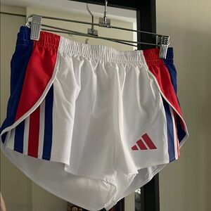 Adidas Women's White and Red Athletic Shorts Brand New